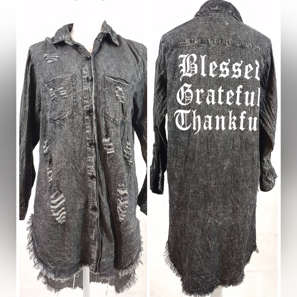 THRILL DISTRESSED BUTTON TOP